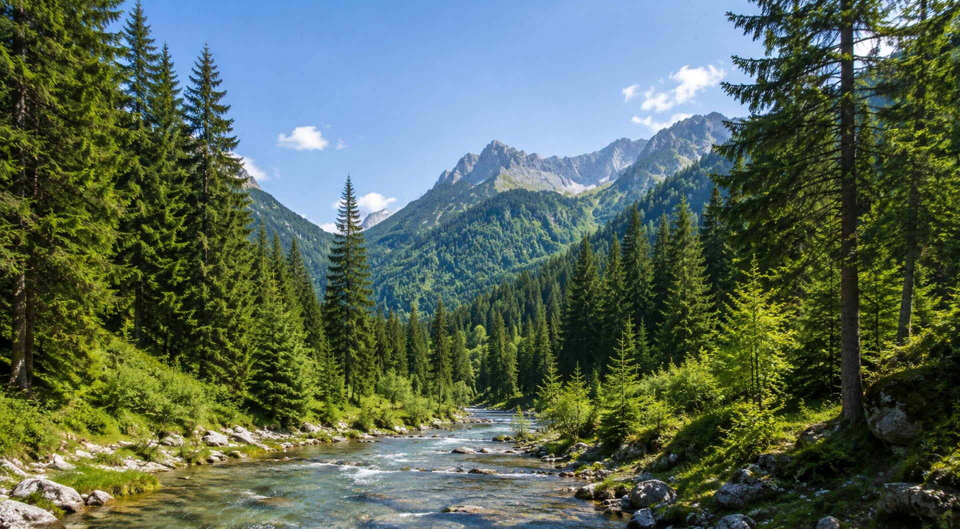Una foresta verde e rigogliosa